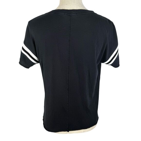 Rag & Bone Washed Black Striped Sleeve Casual Tee - Picture 4 of 7